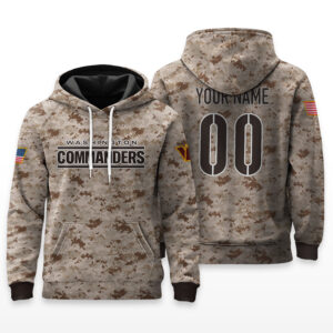 Washington Commanders Custom Name & Number Army Hoodie - HRZ04