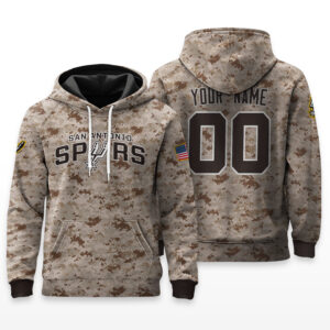San Antonio Spurs Name & Number Army Hoodie - HRZ04